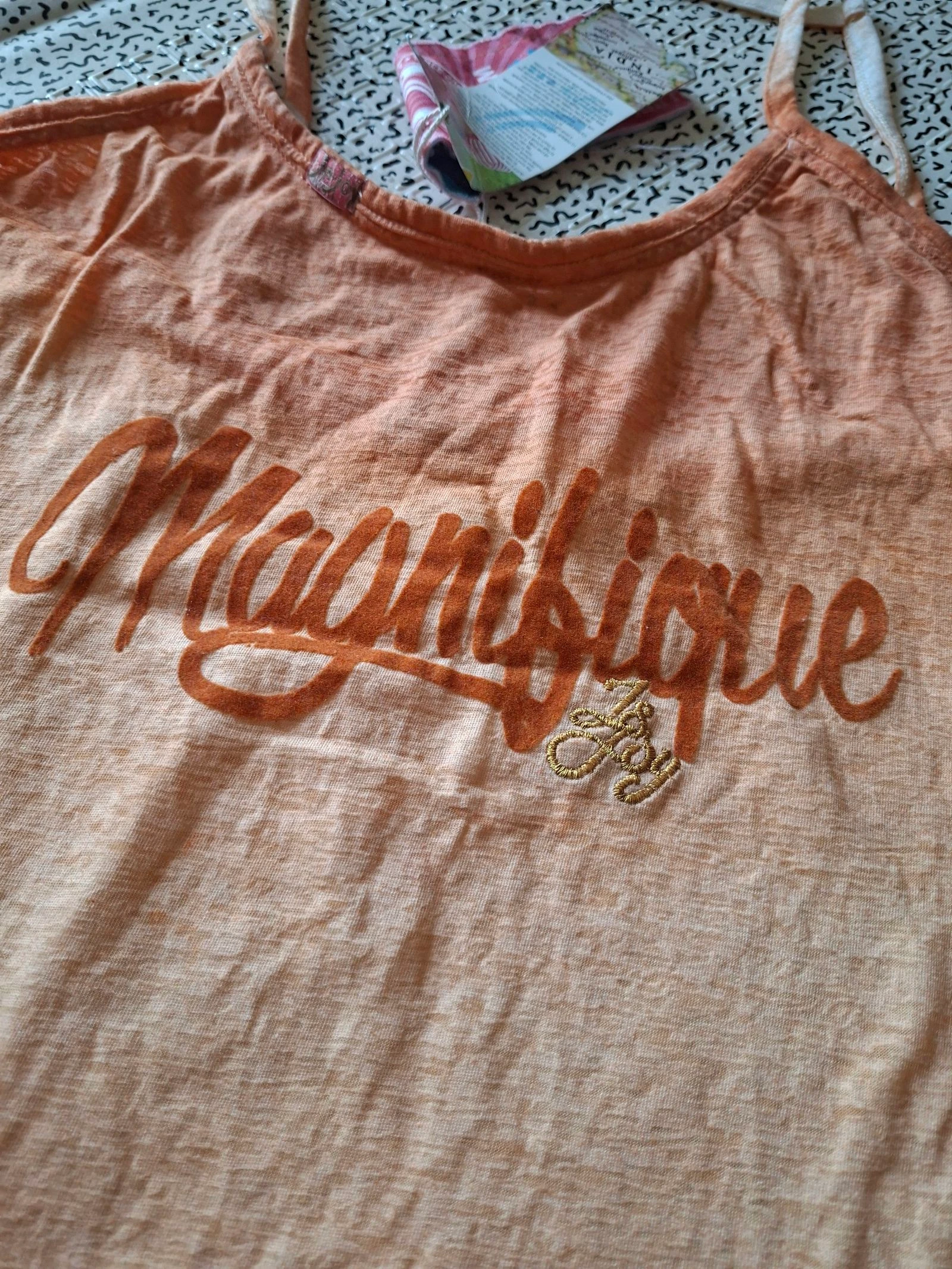 Jn Joy orange gradient white tank top "Magnifique" New with tag – Size M – photo 2